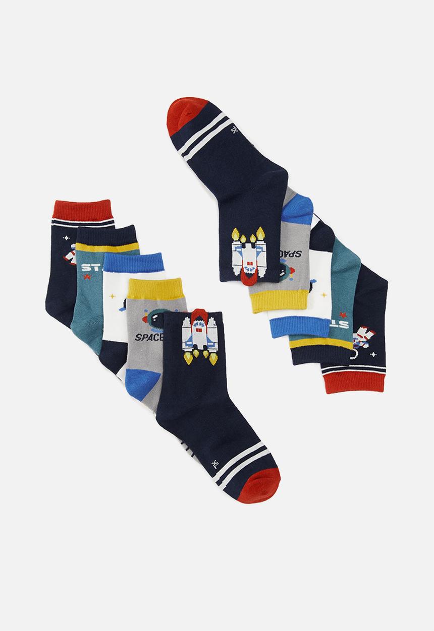 Rebel Republic - Boys 5 pack space socks - multi