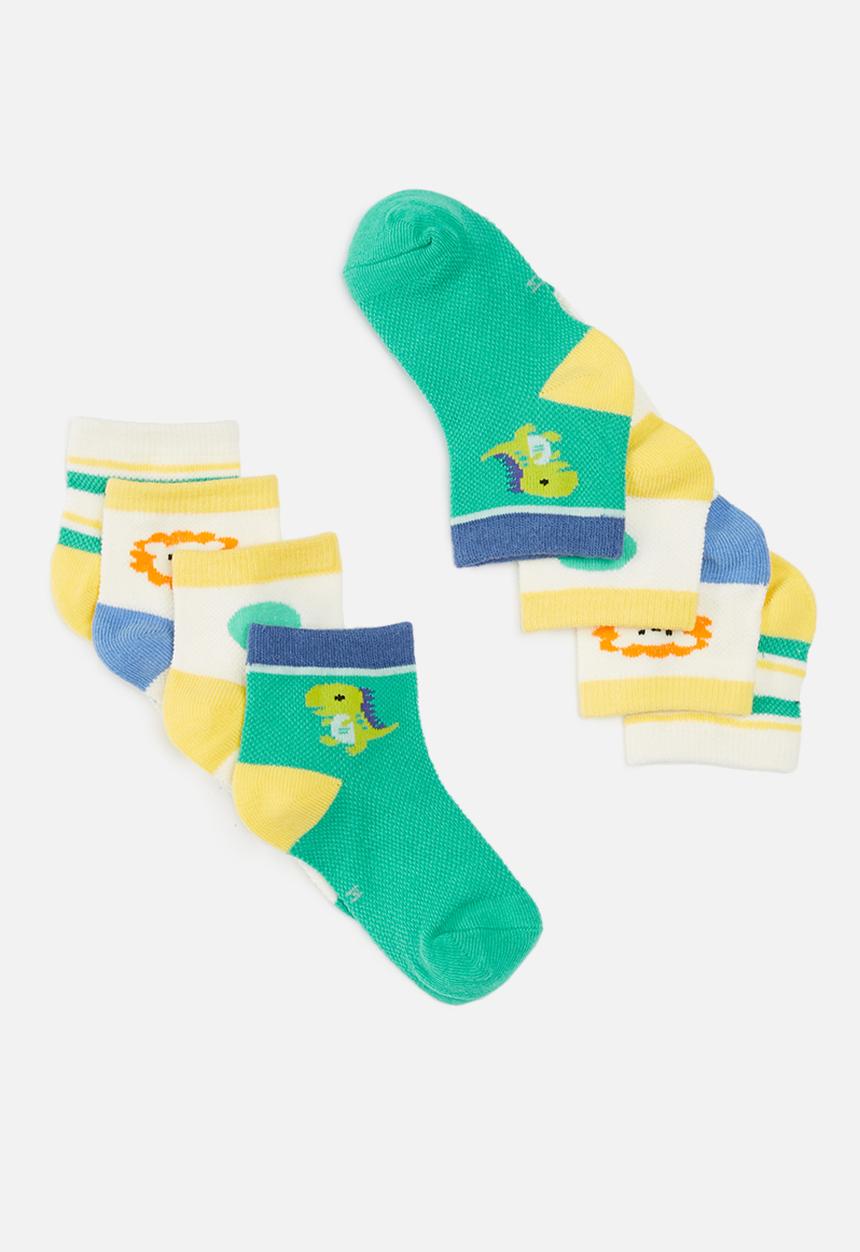 Pop Candy - Boys 4 pack socks - green & white