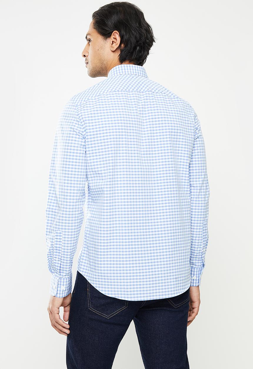 Pringle of Scotland - Long sleeve tailored - blue ginhgam