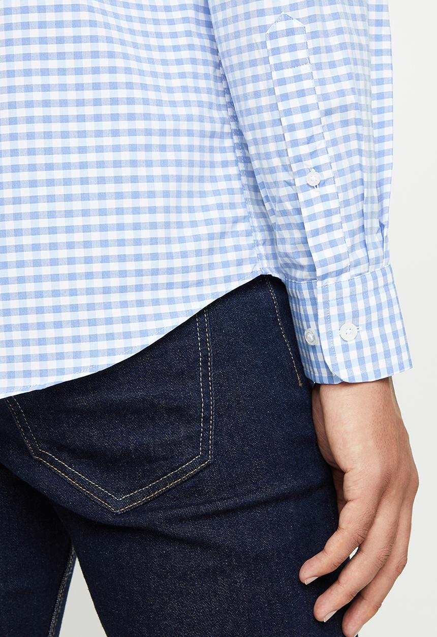 Pringle of Scotland - Long sleeve tailored - blue ginhgam