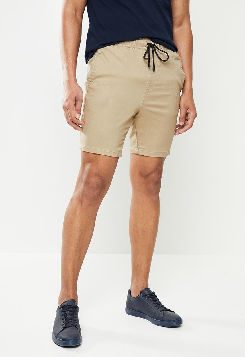 Aca Joe - Cotton poly stretch bermuda shorts - stone