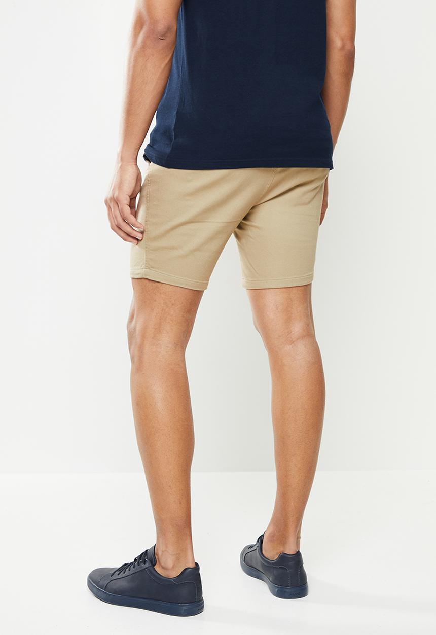 Aca Joe - Cotton poly stretch bermuda shorts - stone