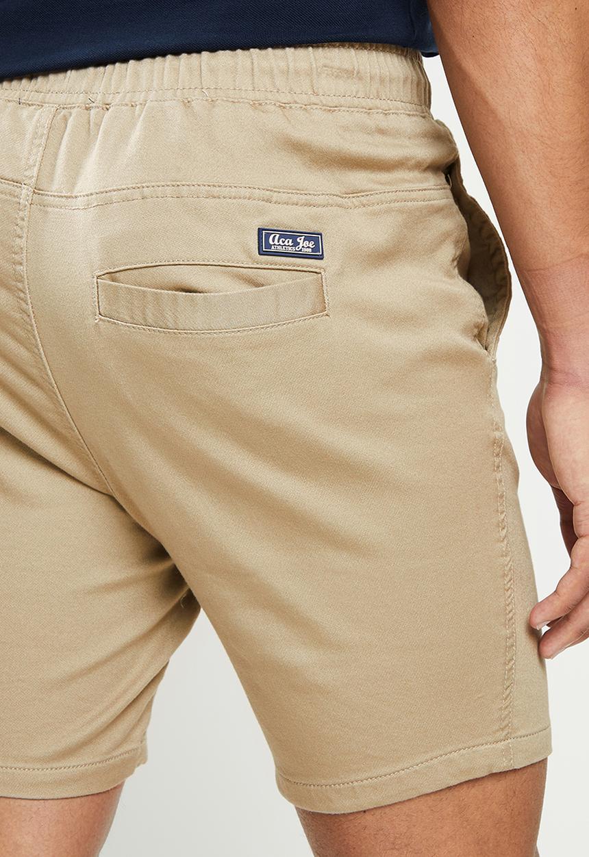 Aca Joe - Cotton poly stretch bermuda shorts - stone