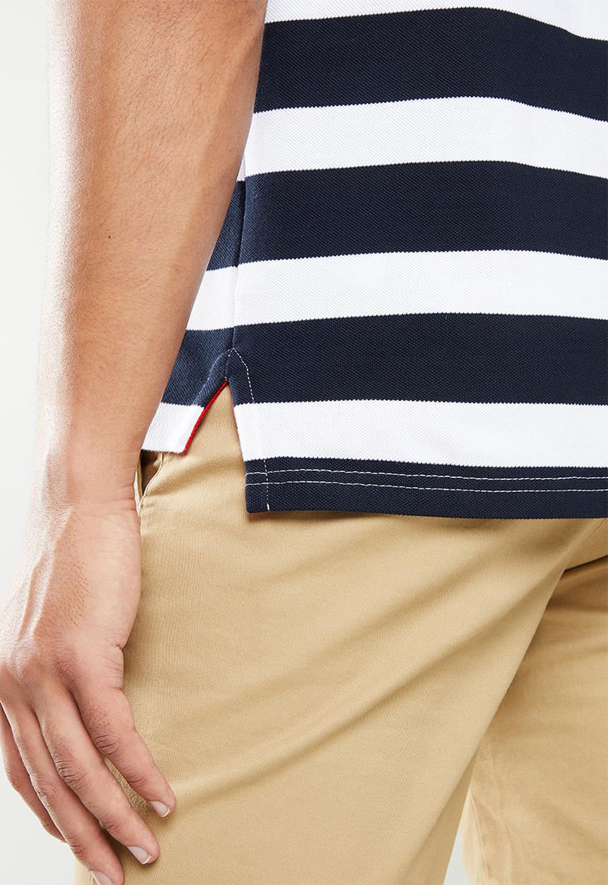 POLO - Julian stripe short sleeve golfer - red