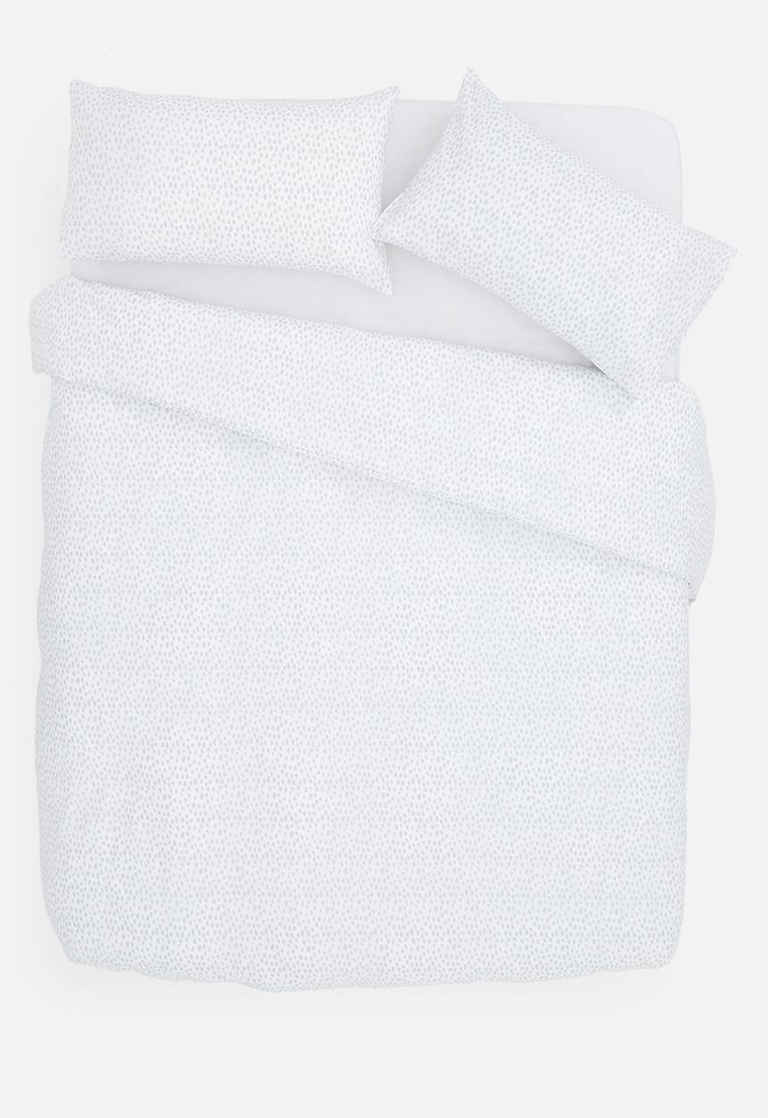 Sixth Floor - Dotty printed polycotton duvet set - grey