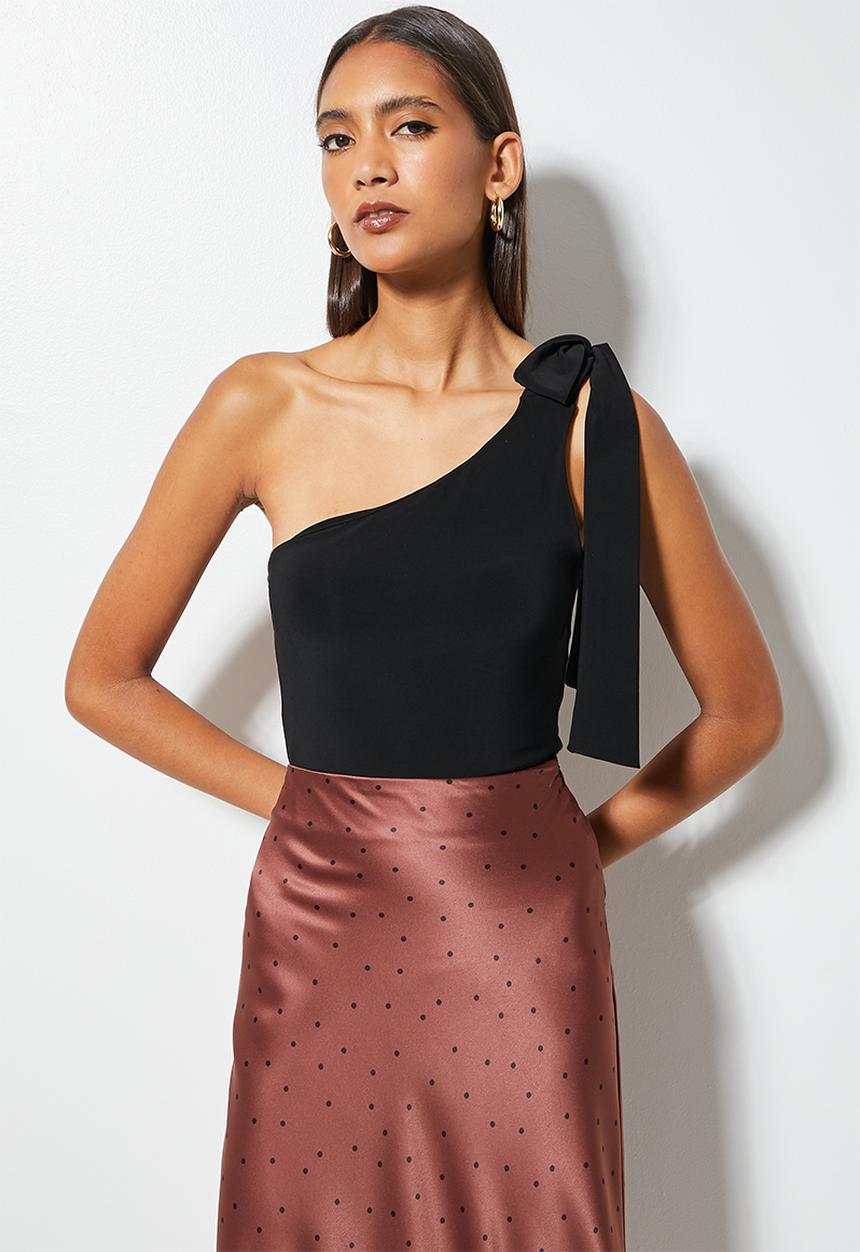 VELVET - Tie shoulder bodysuit - black