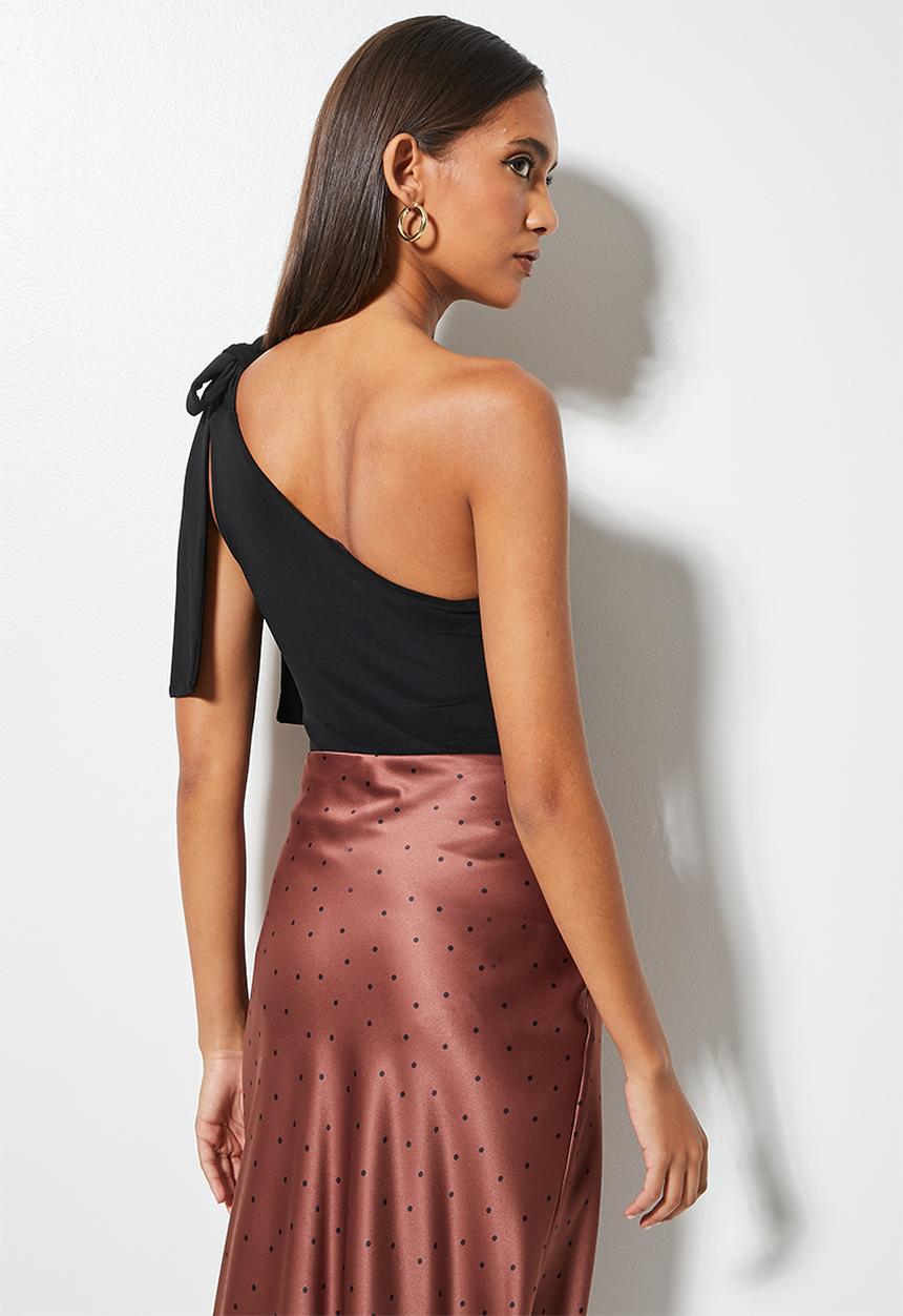 VELVET - Tie shoulder bodysuit - black