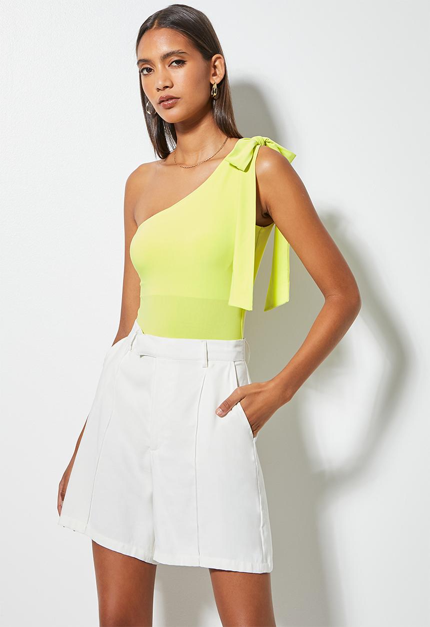 VELVET - Tie shoulder bodysuit - sunny lime