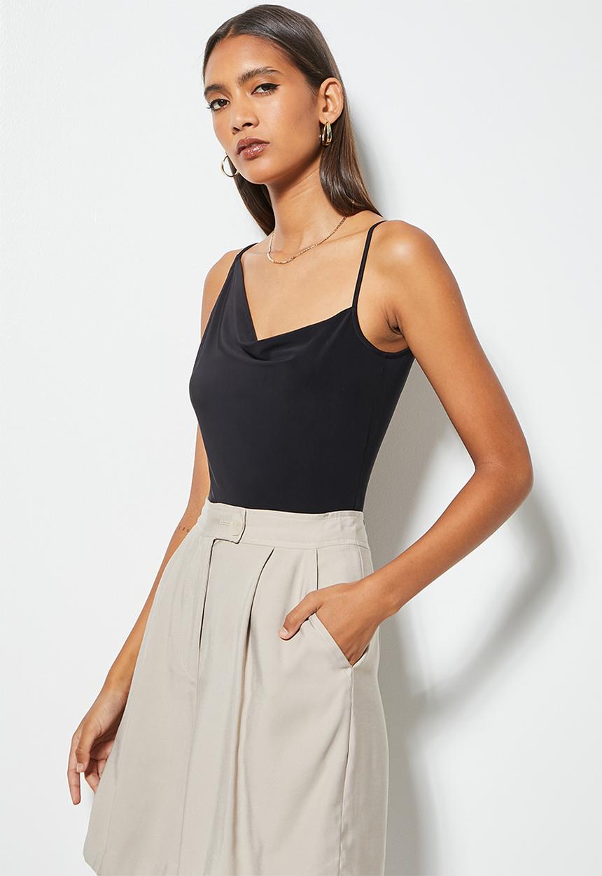 VELVET - Asym strappy bodysuit - black