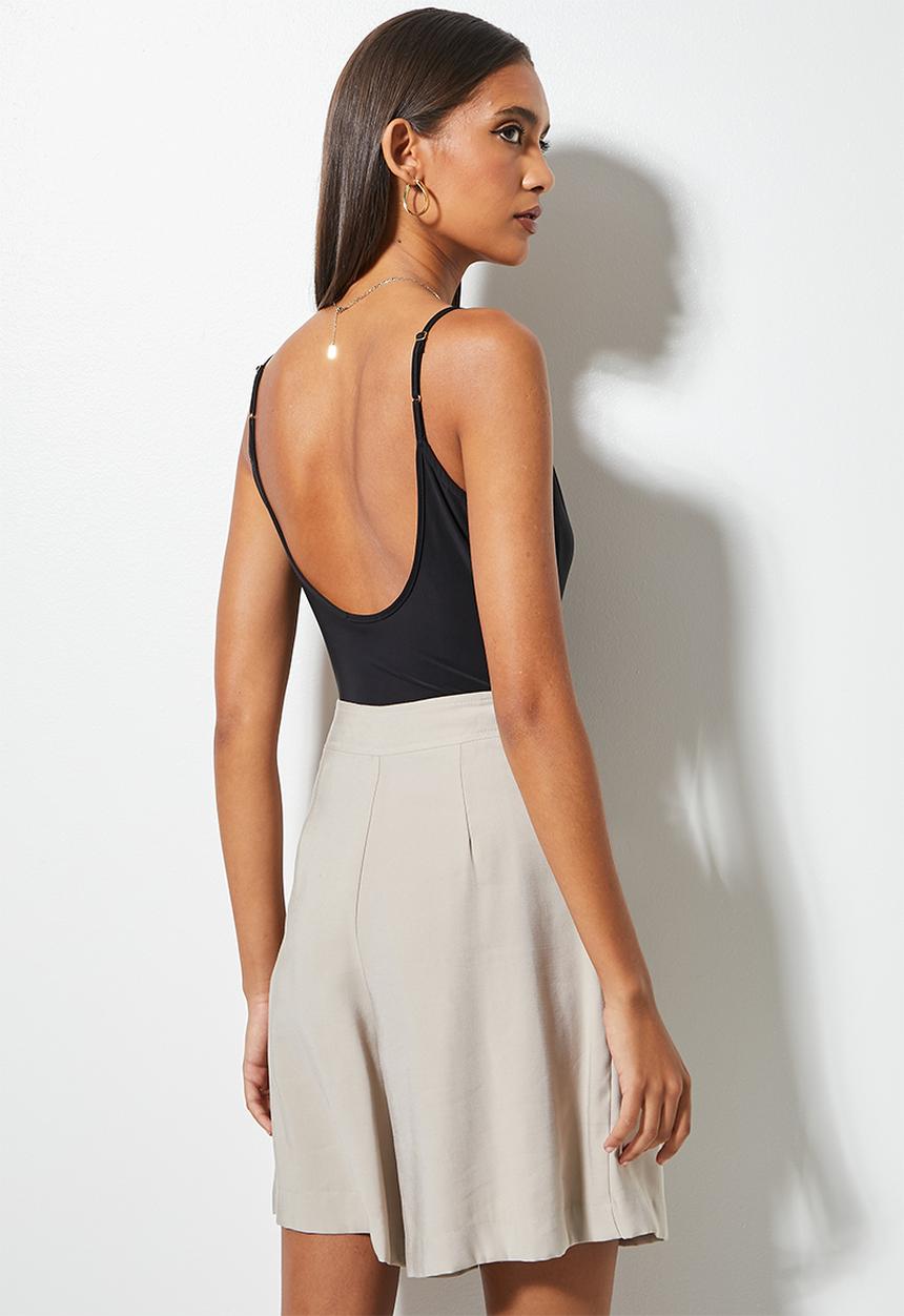 VELVET - Asym strappy bodysuit - black