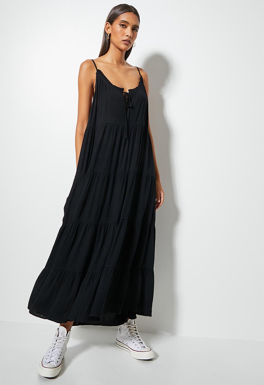 Superbalist - Ruffle trappy midi dress -  black