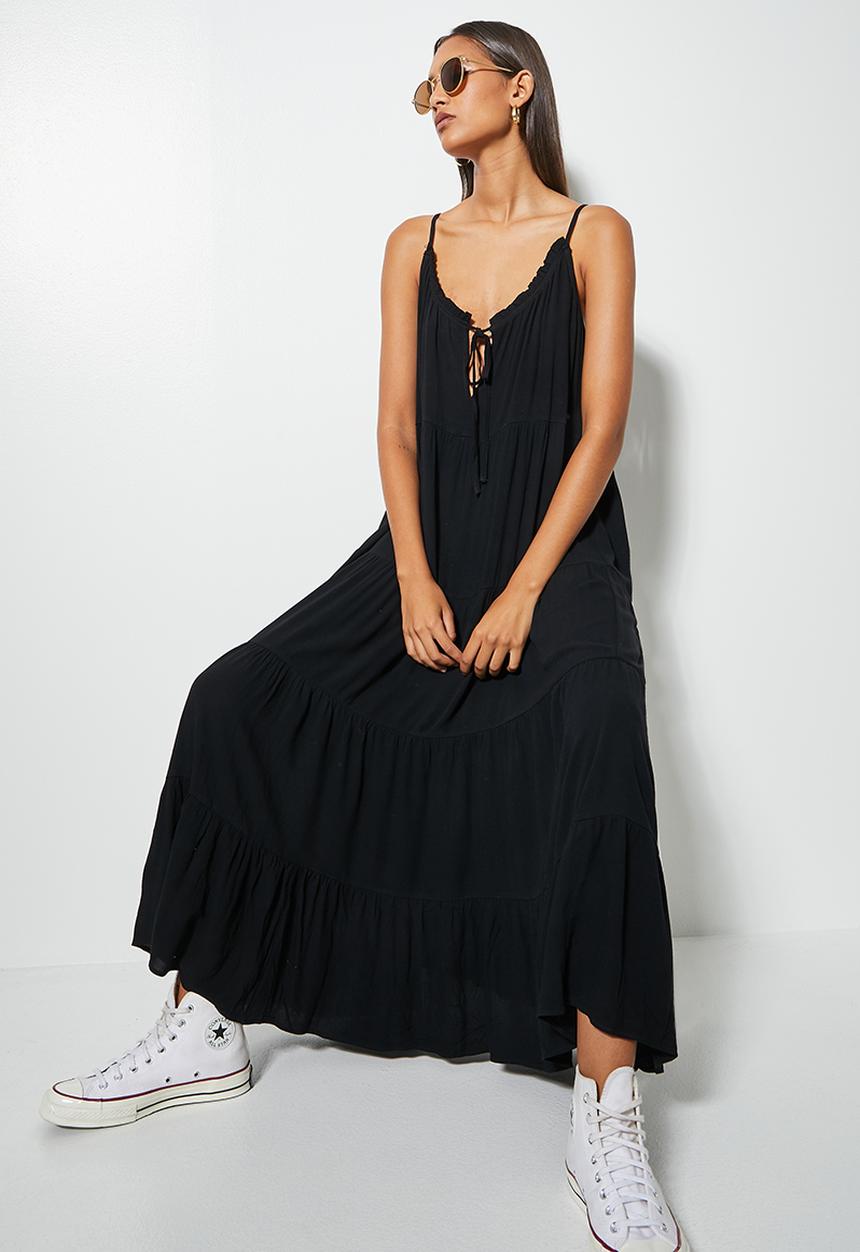 Superbalist - Ruffle trappy midi dress -  black