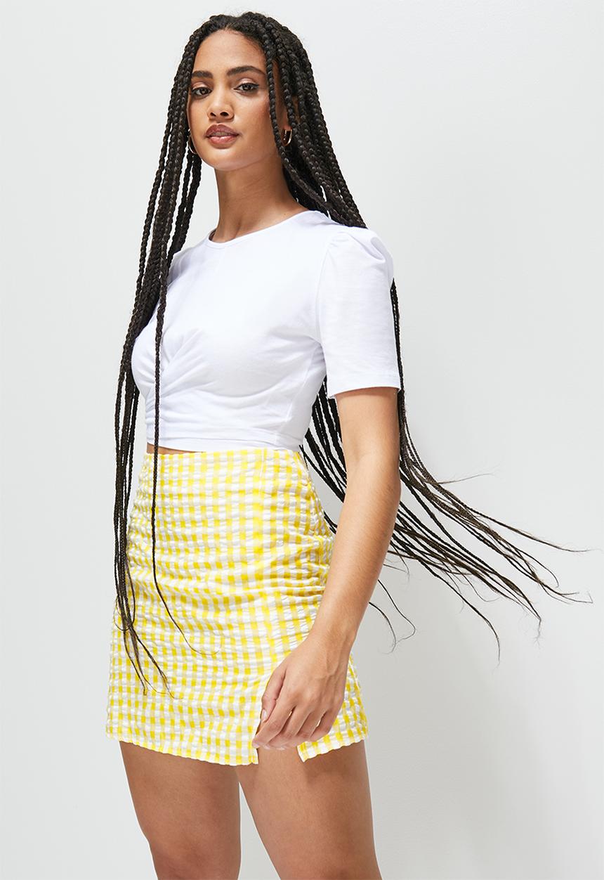 Blake - Functional wrap short sleeve top - white
