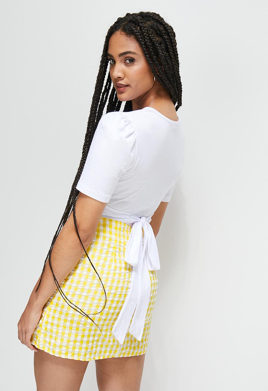 Blake - Functional wrap short sleeve top - white