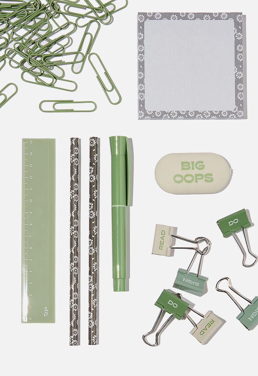 Typo - Desk set-stamped daisy grey & green