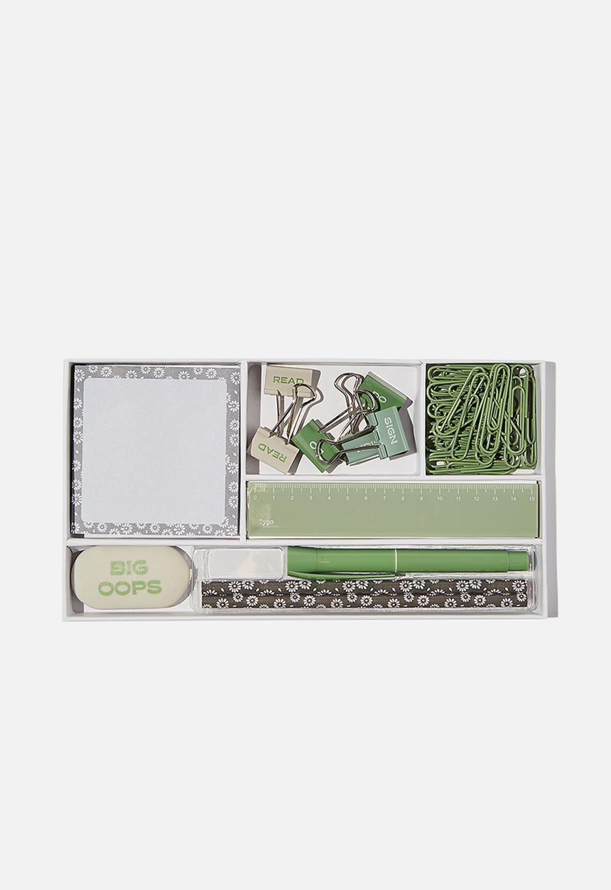Typo - Desk set-stamped daisy grey & green