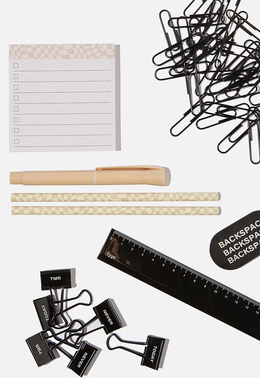 Typo - Desk set-warp checkerboard ecru & black