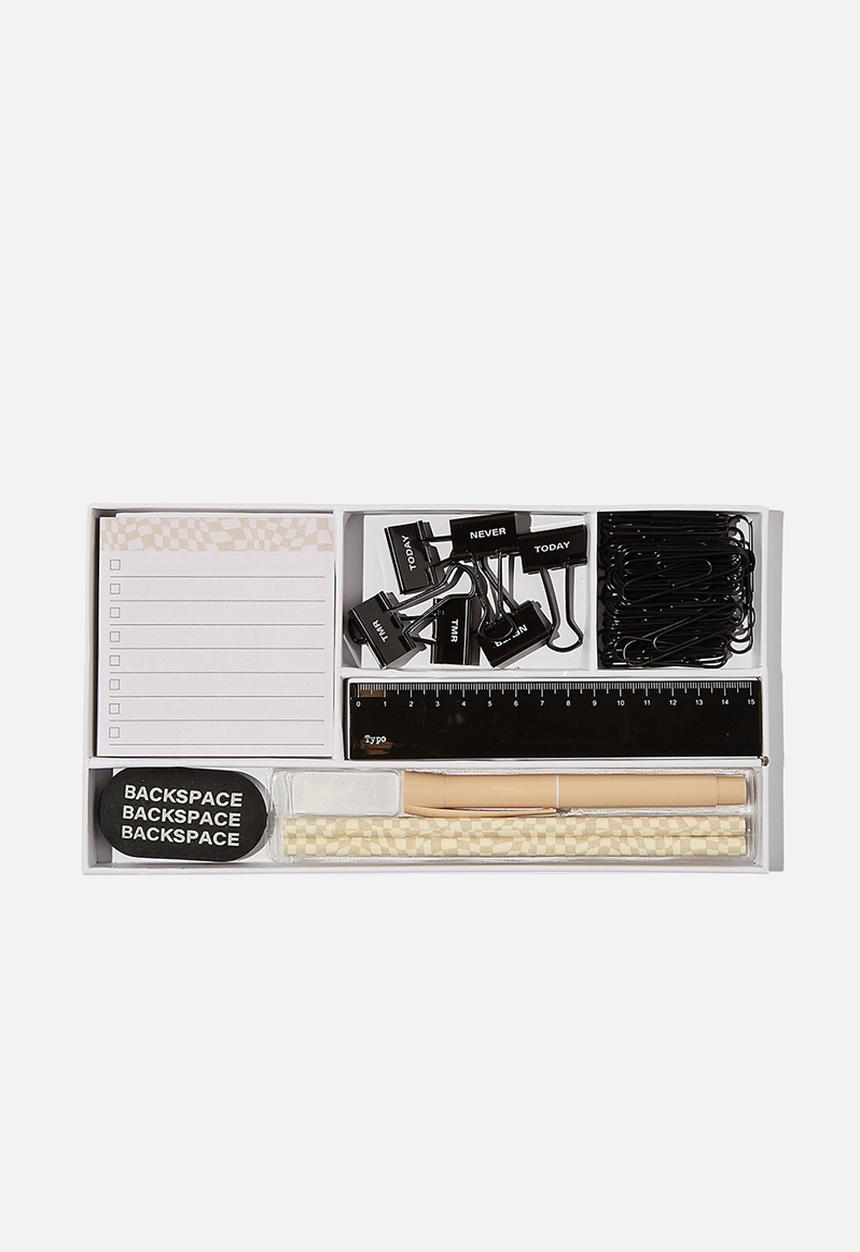 Typo - Desk set-warp checkerboard ecru & black