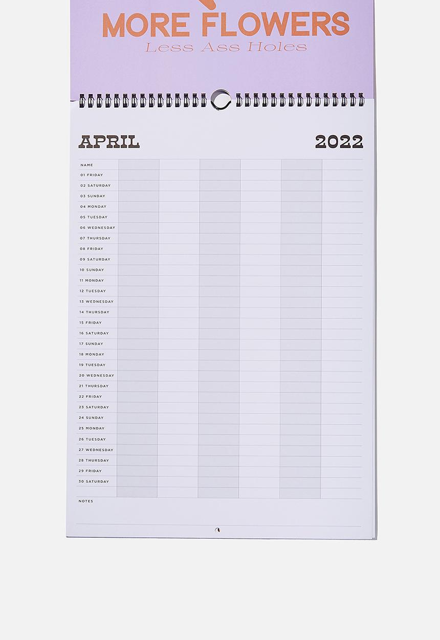 Typo - 2022 household calendar - lilac floral