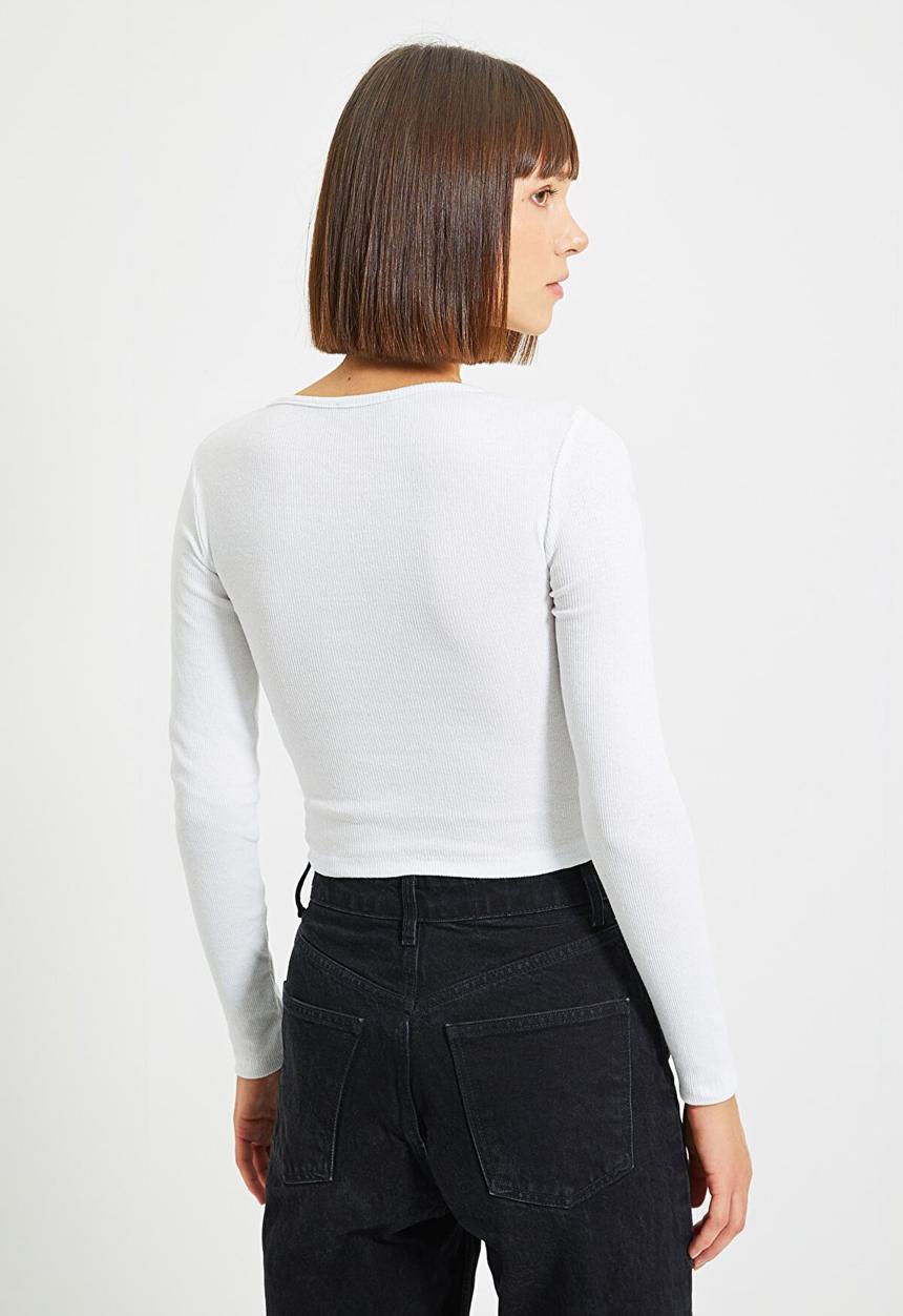 Trendyol - Zipper detailed knit top - white
