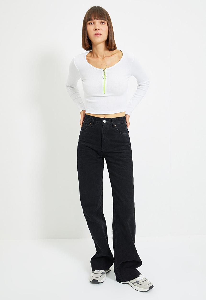Trendyol - Zipper detailed knit top - white