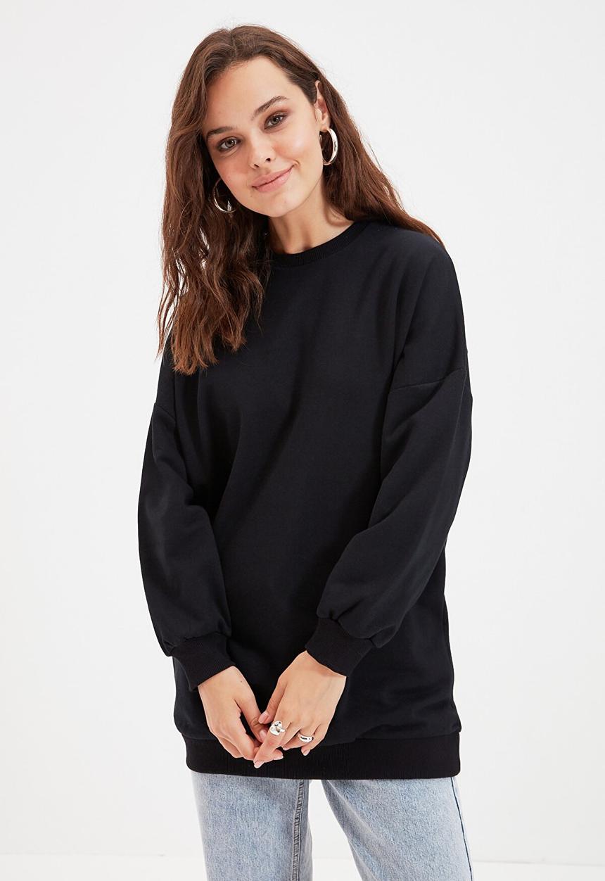 Trendyol - Back printed knitted sweatshirt - black