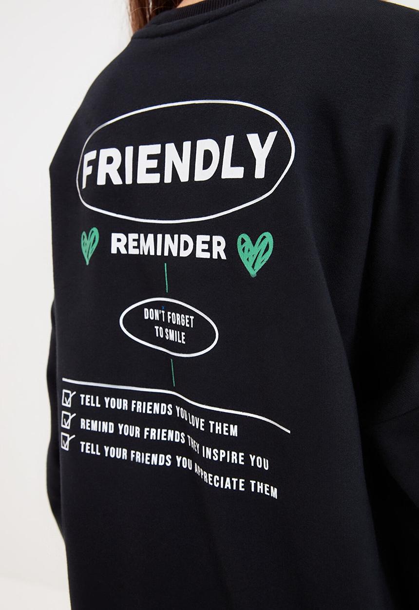 Trendyol - Back printed knitted sweatshirt - black