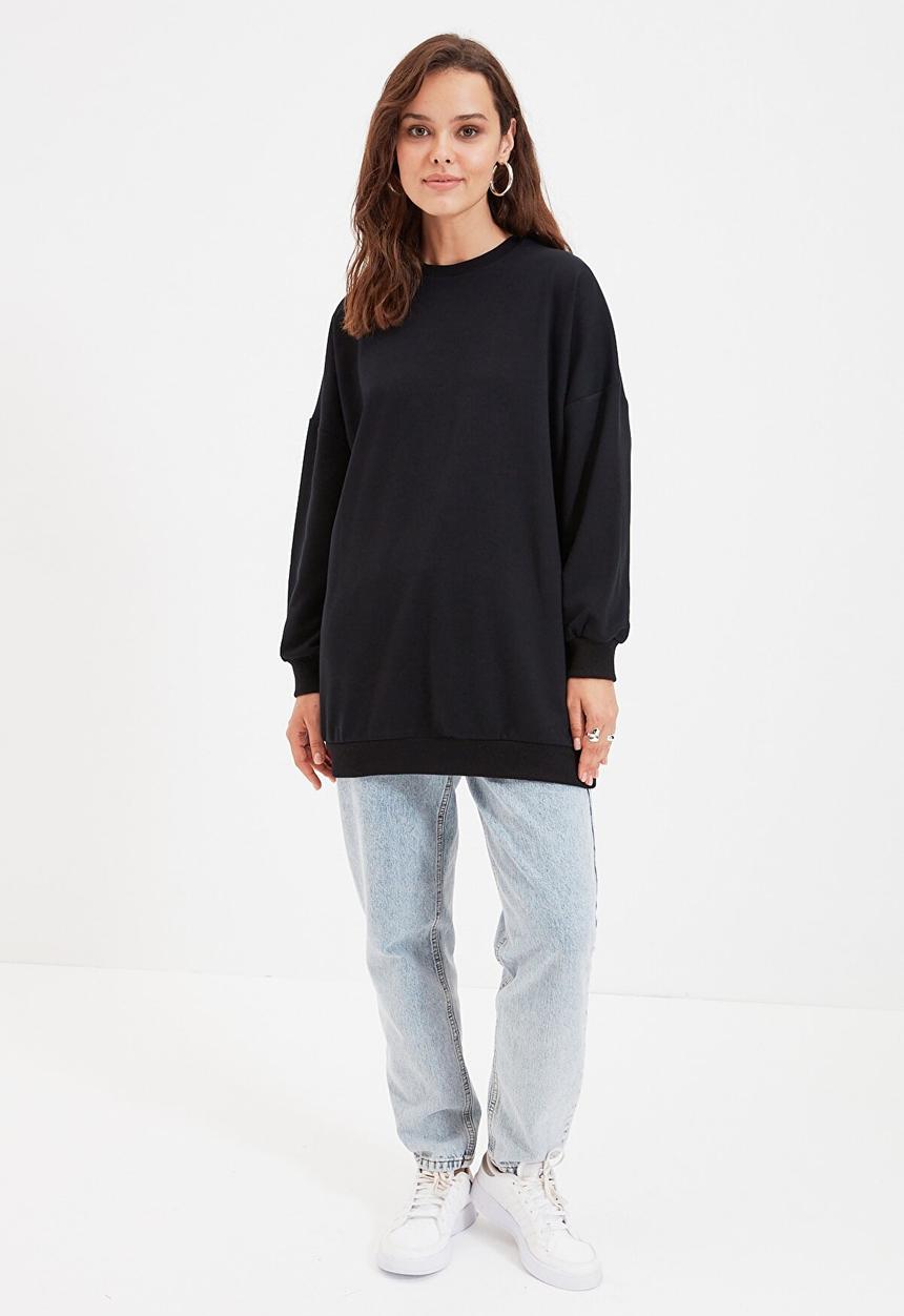 Trendyol - Back printed knitted sweatshirt - black