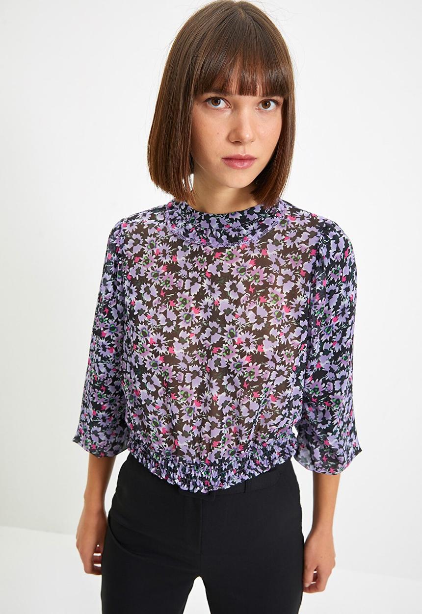 Trendyol - Waist pleated printed  blouse - multi