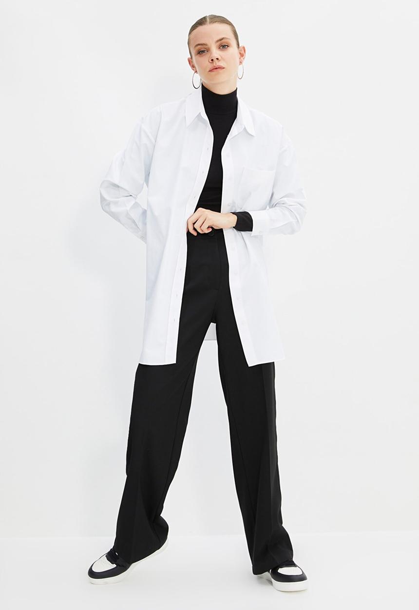 Trendyol - Longer length pocket  shirt - white