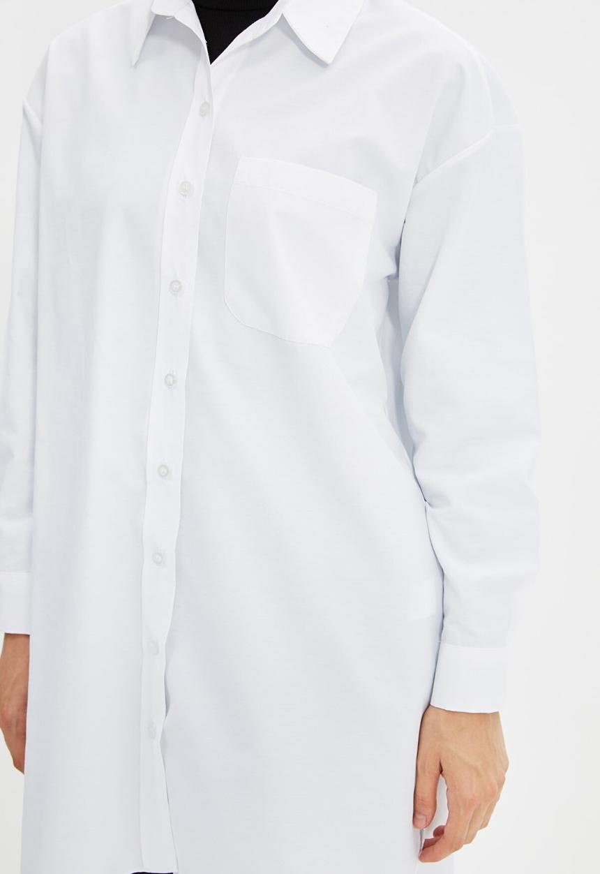 Trendyol - Longer length pocket  shirt - white