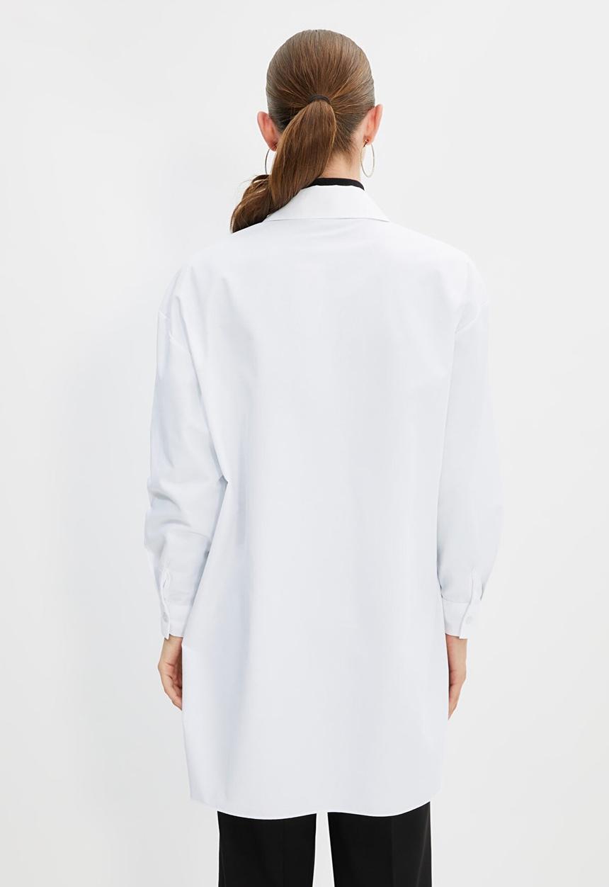 Trendyol - Longer length pocket  shirt - white
