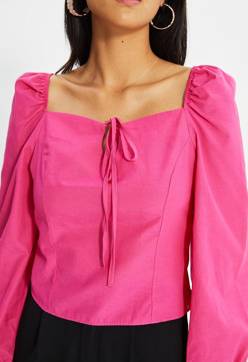 Trendyol - Tie detailed blouse - pink