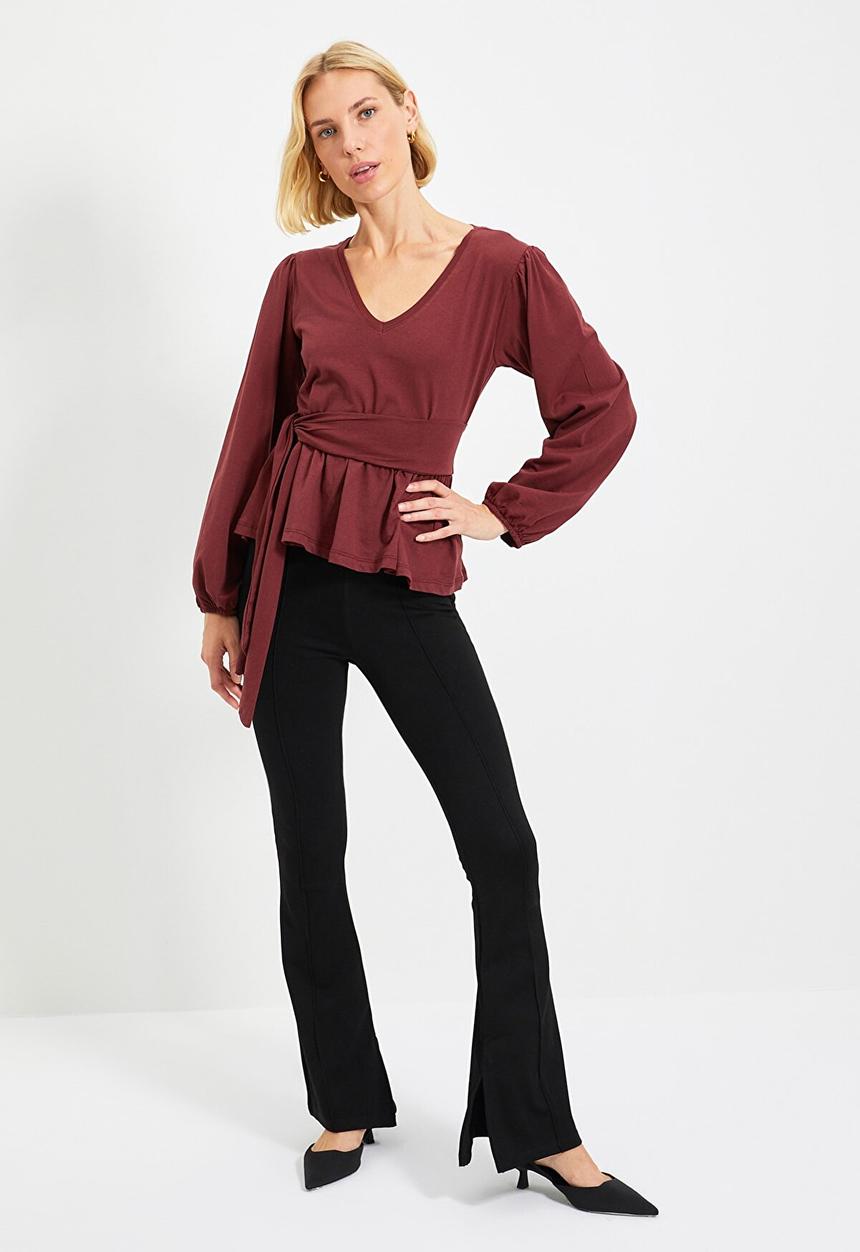 Trendyol - Tie detailed blouse - brown