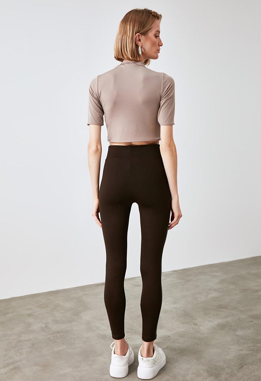Trendyol - Striped leggings - brown