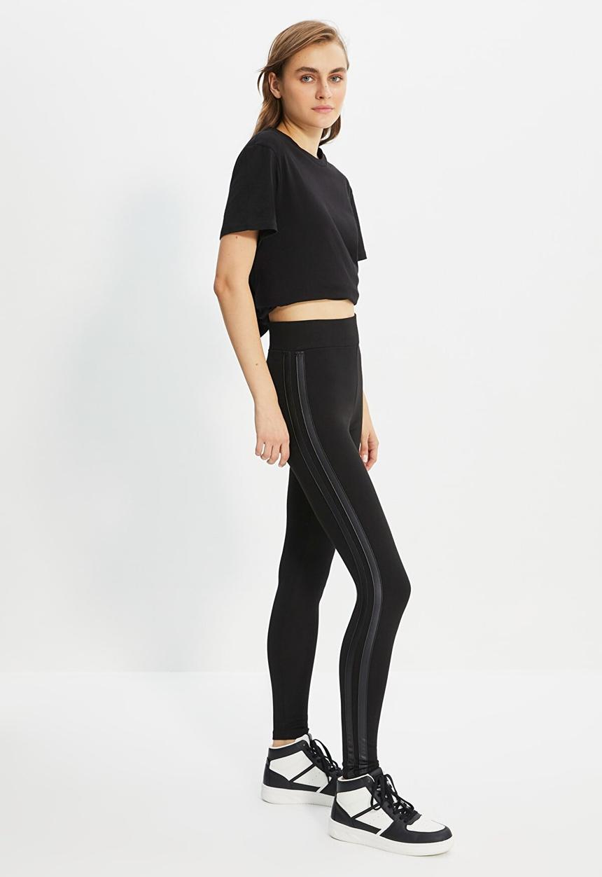 Trendyol - Striped leggings - black