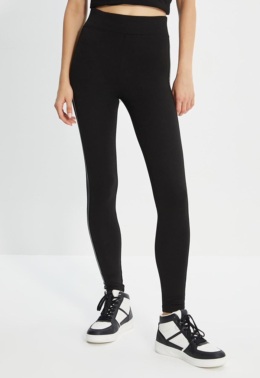 Trendyol - Striped leggings - black