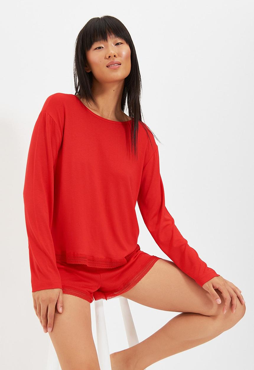 Trendyol - Knitted pajamas set - red