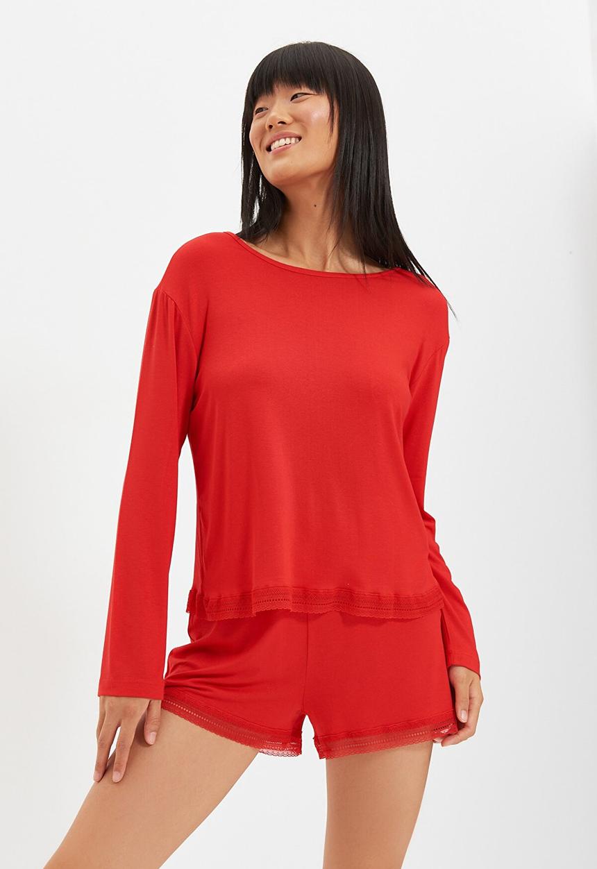 Trendyol - Knitted pajamas set - red