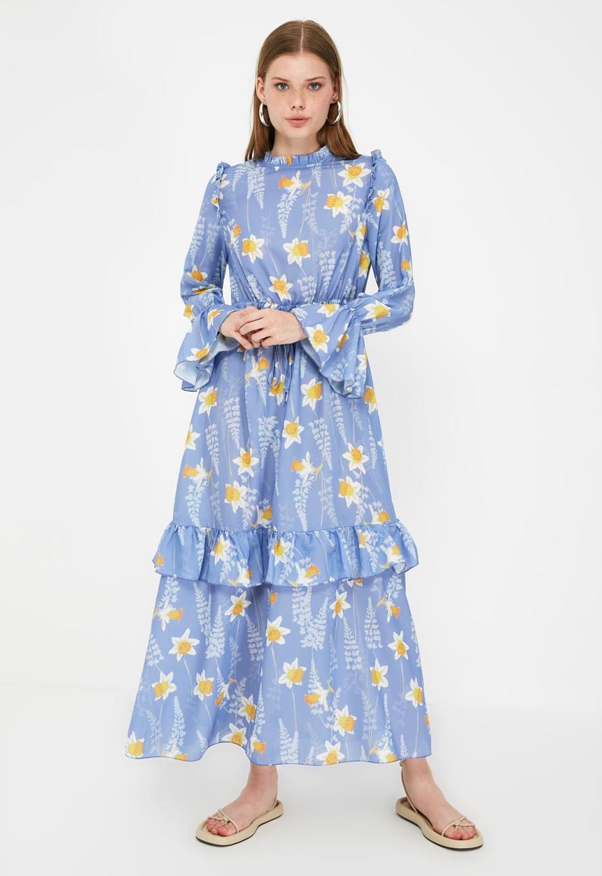 Trendyol - Stand up collar dress - blue