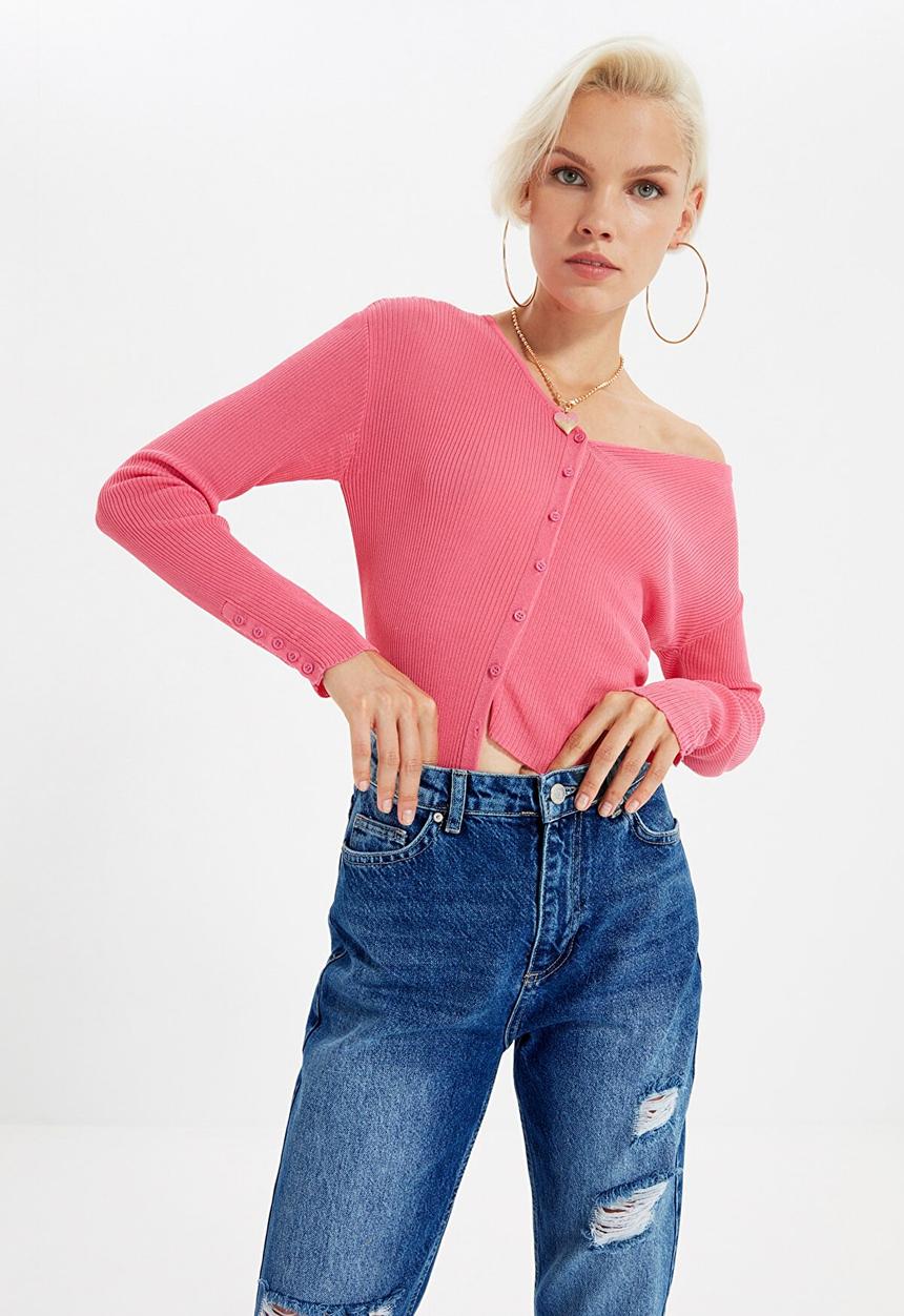 Trendyol - Ripped detailed high waist mom jeans - dark blue