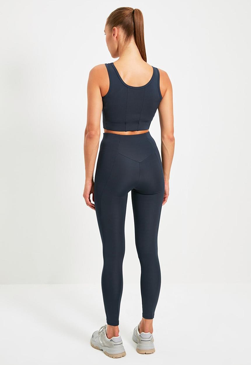 Trendyol - Ribbed sport leggings - dark navy