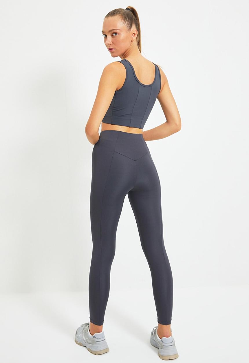 Trendyol - Ribbed sport leggings - anthracite
