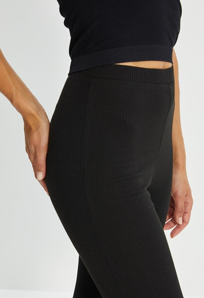Trendyol - Ribbed leggings - black