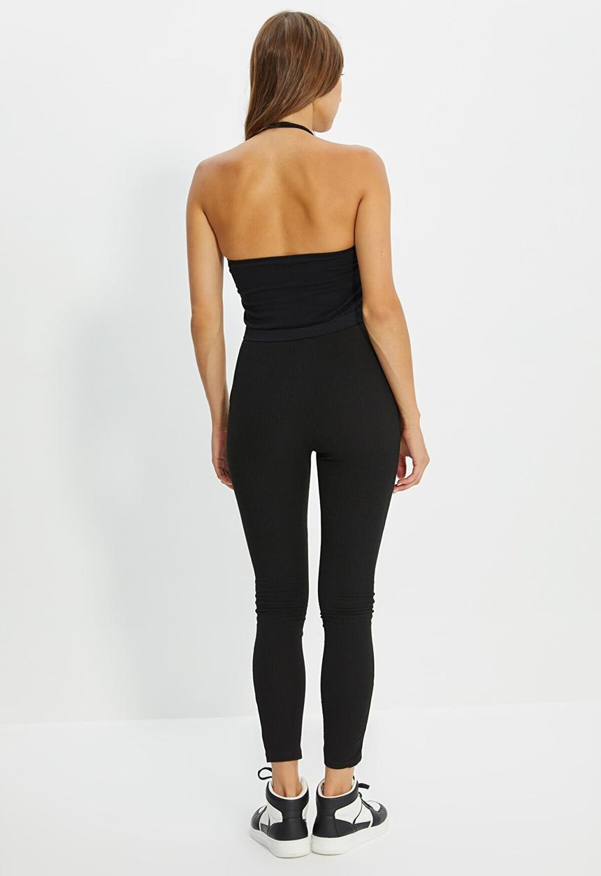 Trendyol - Ribbed leggings - black