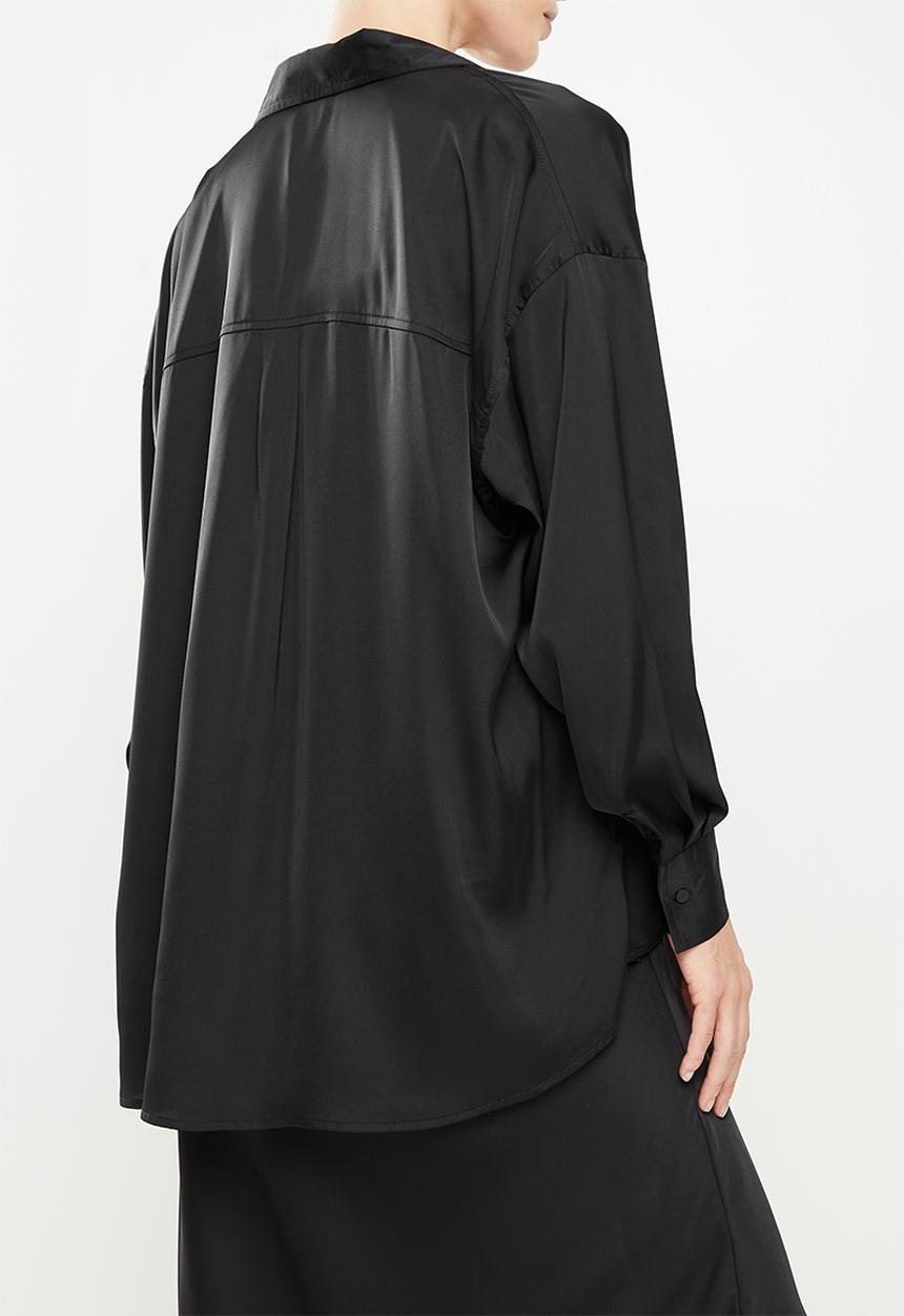 Cotton On - Maternity satin dad shirt - black
