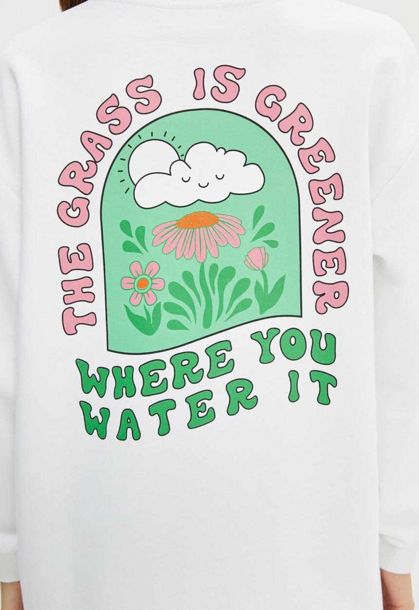 Trendyol - Printed knitted sweatshirt - white