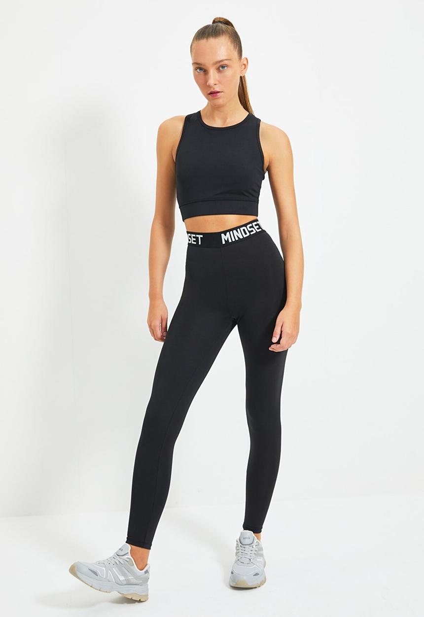 Trendyol - Printed fitness tights - black