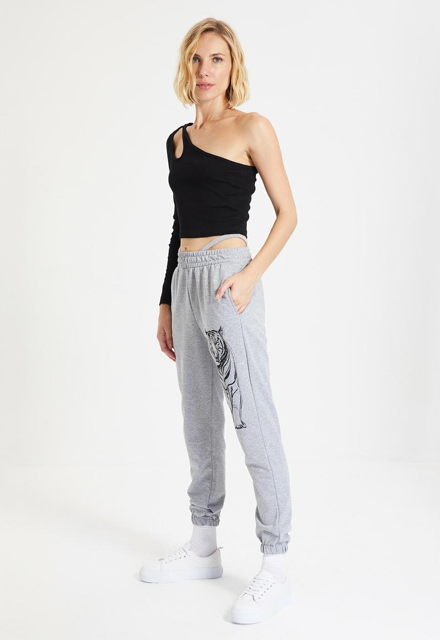Trendyol - Printed  slim sweatpants - grey