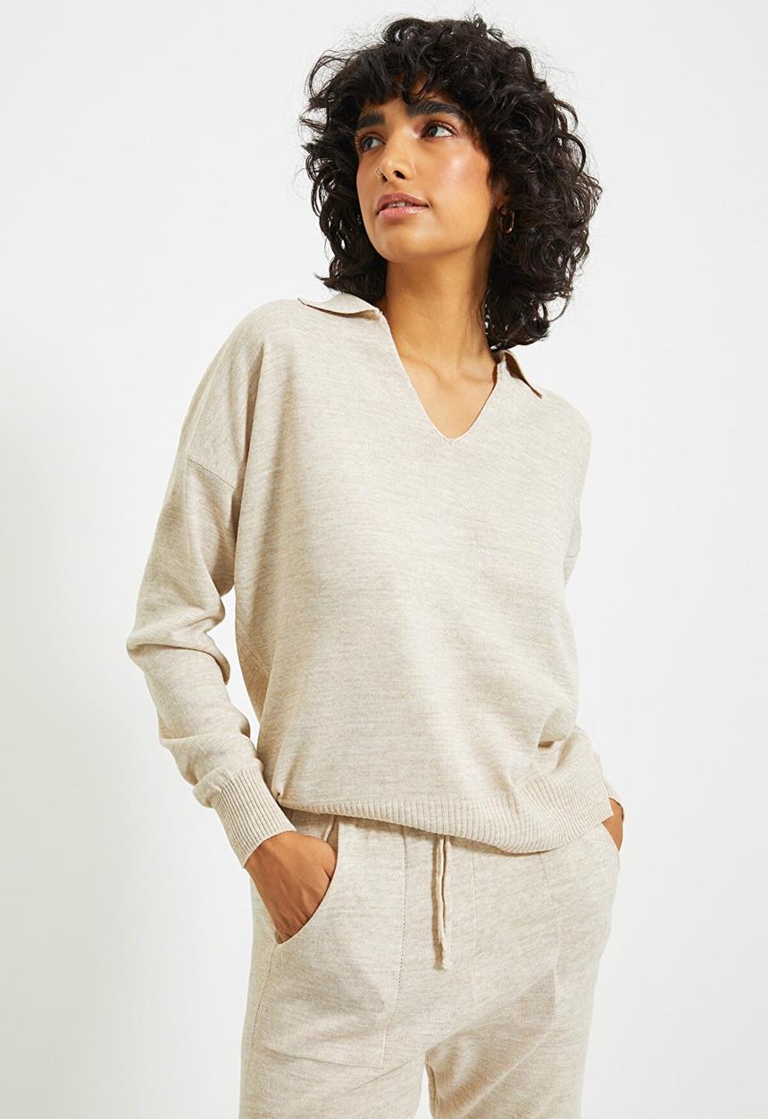 Trendyol - Polo collar knitwear bottom & top - beige